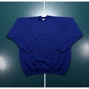 Vintage Crewneck‎ Sweatshirt Men's XL Blue Raglan Sleeve Blank 80s 90s USA EUC